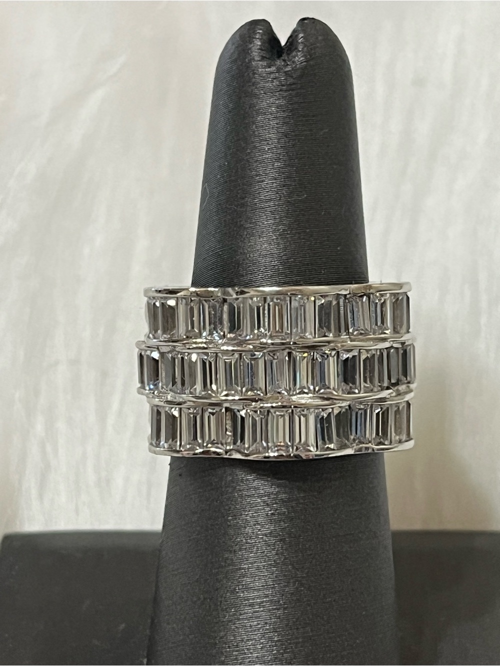Sterling Wavy Baguette Wide Band Ring